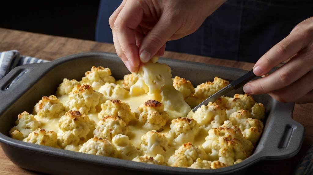 Baking the Cauliflower Cheese