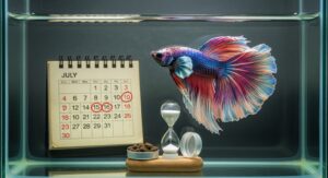 healthy betta fish swimming in aquarium after feeding