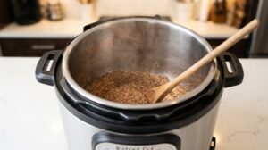 Creamy teff porridge cooked in an Instant Pot