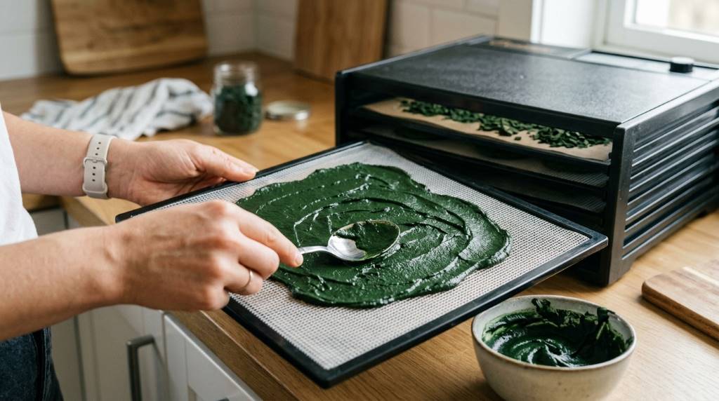 How to dehydrate spirulina paste at home using a food dehydrator