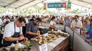 Chefs plating dishes at the Grand Tasting in West Palm Beach during the 2026 festival