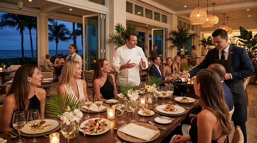 Five-course chef dinner with wine pairings at the Four Seasons Resort Palm Beach